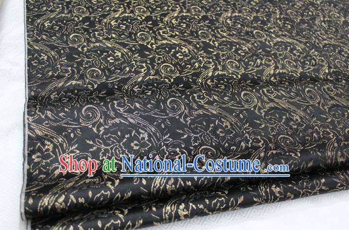 Chinese Traditional Ancient Costume Royal Palace Tang Suit Black Brocade Mongolian Robe Satin Fabric Hanfu Material