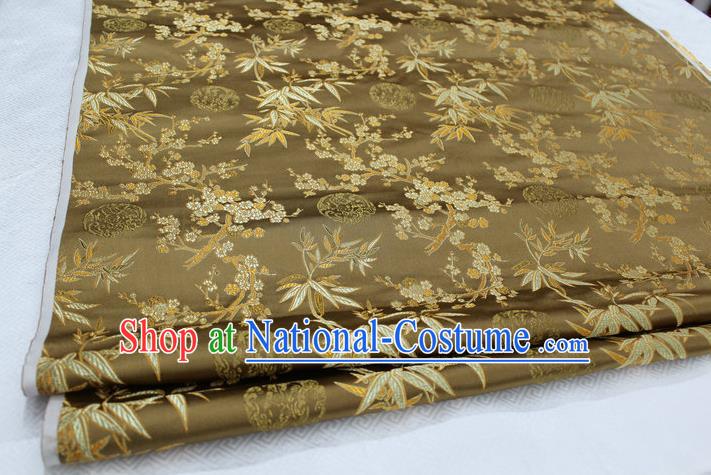 Chinese Traditional Ancient Costume Royal Palace Bamboo Pattern Tang Suit Bronze Brocade Cheongsam Satin Fabric Hanfu Material