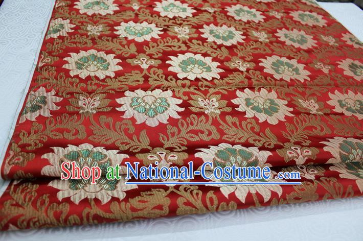 Chinese Traditional Ancient Costume Royal Palace Pattern Tang Suit Wedding Red Brocade Mongolian Robe Satin Fabric Hanfu Material