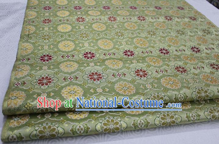 Chinese Traditional Ancient Costume Royal Palace Pattern Mongolian Robe Green Brocade Tibetan Robe Satin Fabric Hanfu Material