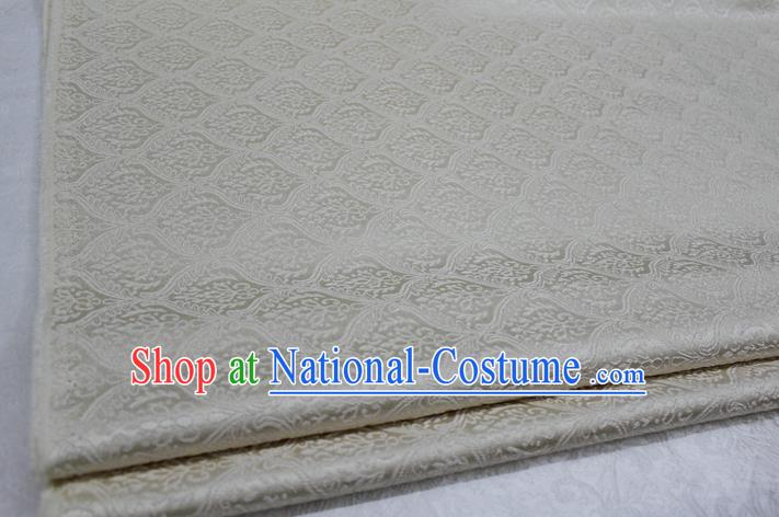 Chinese Traditional Clothing Mongolian Robe Tang Suit White Brocade Ancient Costume Palace Pattern Satin Fabric Hanfu Material