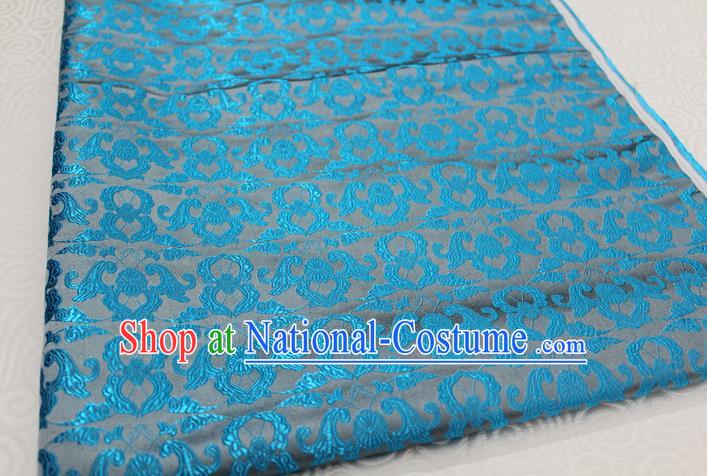 Chinese Traditional Clothing Palace Pattern Tang Suit Blue Brocade Ancient Costume Satin Fabric Hanfu Material