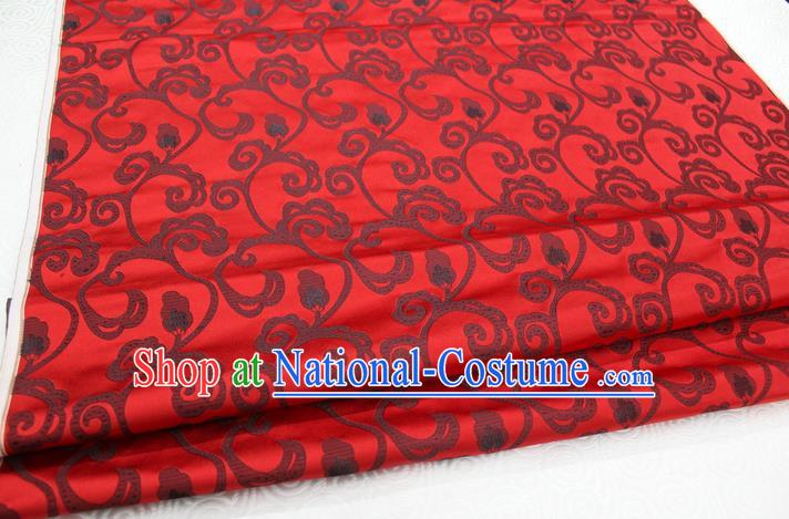 Chinese Traditional Clothing Palace Pattern Tang Suit Cheongsam Red Brocade Ancient Costume Satin Fabric Hanfu Material