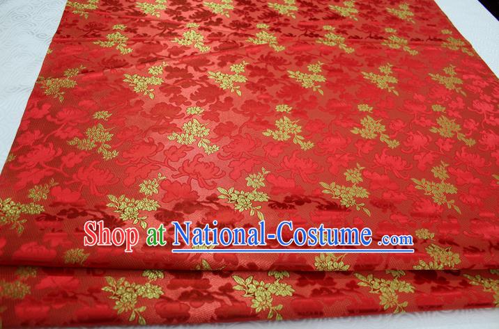 Chinese Traditional Wedding Clothing Palace Pattern Tang Suit Cheongsam Red Brocade Ancient Costume Satin Fabric Hanfu Material