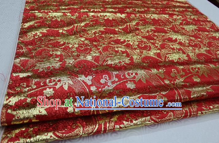 Chinese Traditional Wedding Clothing Palace Pattern Tang Suit Xiuhe Suit Red Brocade Ancient Costume Satin Fabric Hanfu Material