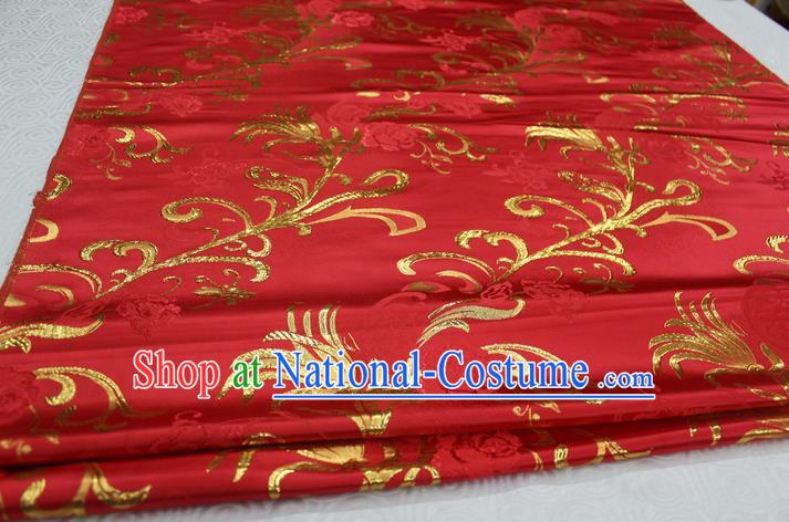 Chinese Traditional Wedding Clothing Palace Pattern Xiuhe Suit Red Brocade Ancient Costume Satin Fabric Hanfu Material