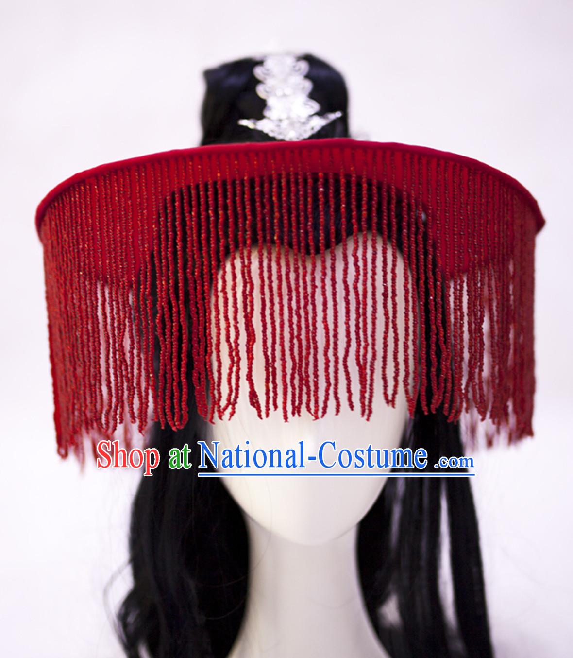 Red Chinese Ancient Tang Dynasty Swordsman Style Hat