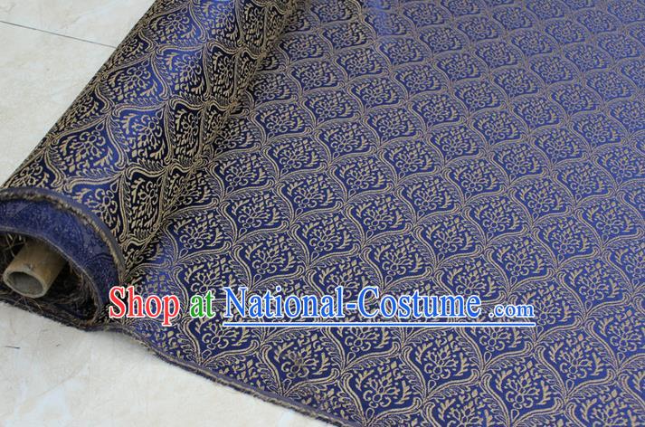 Chinese Traditional Clothing Mongolian Robe Tang Suit Blue Brocade Ancient Costume Palace Pattern Satin Fabric Hanfu Material