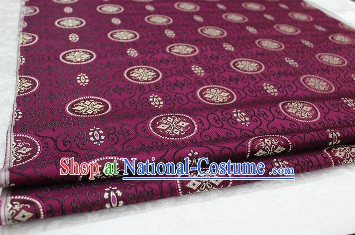 Chinese Traditional Ancient Costume Royal Palace Pattern Mongolian Robe Purple Brocade Tibetan Robe Satin Fabric Hanfu Material