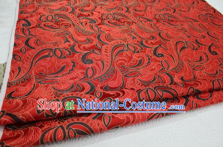 Chinese Traditional Ancient Costume Royal Palace Pattern Mongolian Robe Red Brocade Xiuhe Suit Wedding Dress Satin Fabric Hanfu Material