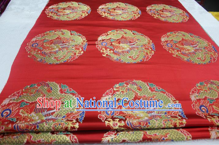 Chinese Traditional Ancient Wedding Costume Imperial Robe Yellow Brocade Palace Dragon Pattern Tang Suit Satin Fabric Hanfu Material