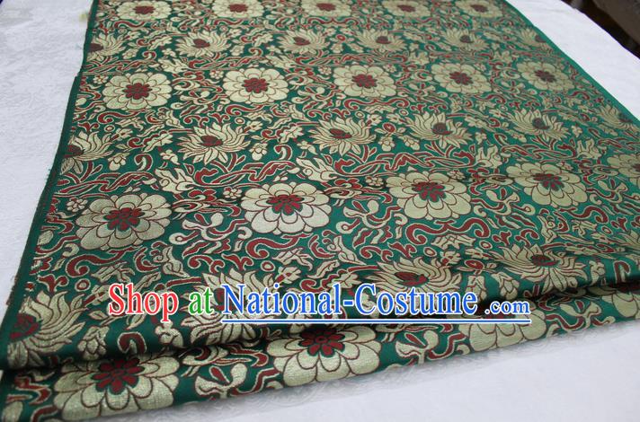 Chinese Traditional Ancient Wedding Costume Green Nanjing Brocade Palace Lotus Pattern Xiuhe Suit Satin Fabric Hanfu Material