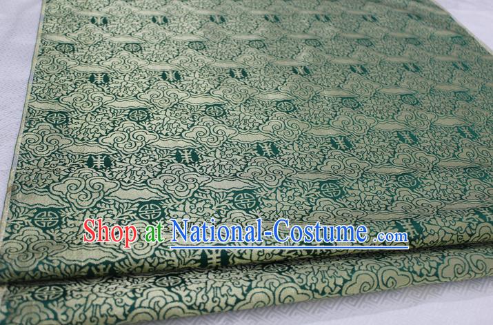 Chinese Traditional Ancient Costume Mongolian Robe Green Brocade Palace Cloud Pattern Tang Suit Satin Fabric Hanfu Material