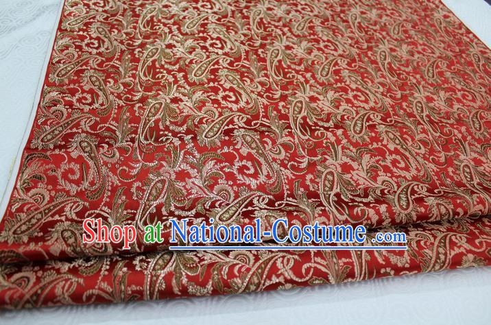 Chinese Traditional Ancient Costume Mongolian Robe Xiuhe Suit Red Brocade Palace Pattern Satin Fabric Hanfu Material