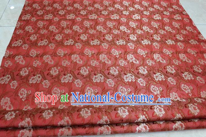 Chinese Traditional Wedding Cheongsam Ancient Costume Red Brocade Palace Pattern Tang Suit Satin Fabric Hanfu Material