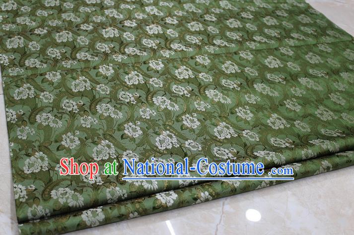 Chinese Traditional Wedding Cheongsam Ancient Costume Green Brocade Palace Pattern Tang Suit Satin Fabric Hanfu Material