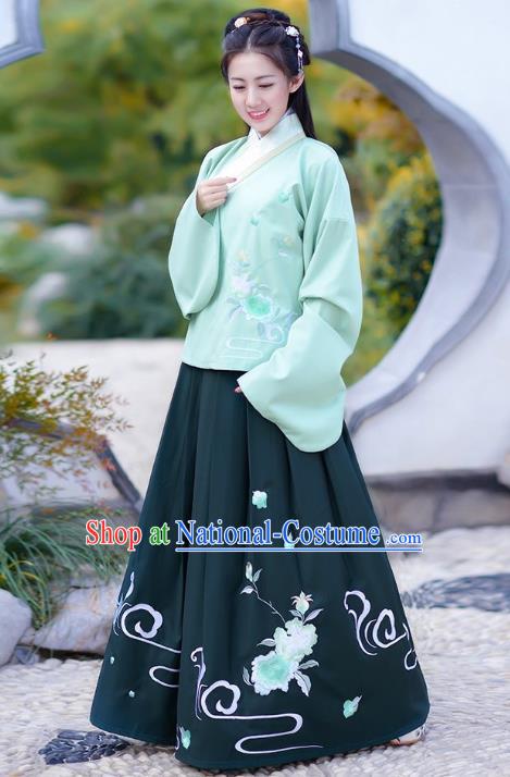 Traditional Chinese Ming Dynasty Young Lady Princess Hanfu Embroidered Costume for Women