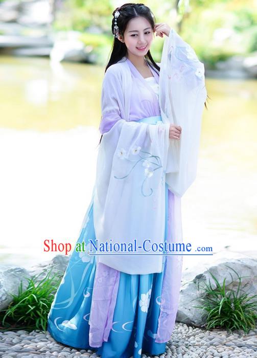 Traditional Chinese Tang Dynasty Imperial Princess Palace Lady Hanfu Embroidered Costume for Women