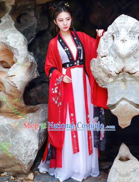 Traditional Chinese Tang Dynasty Imperial Consort Hanfu Embroidered Costume Complete Set for Women