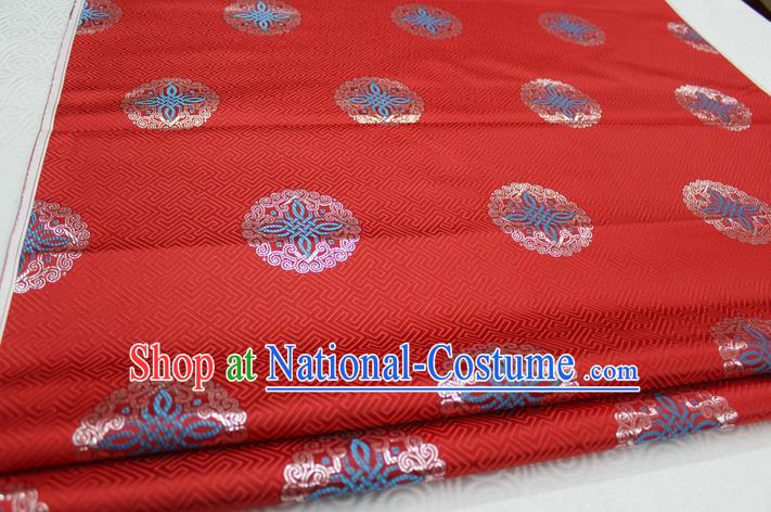 Chinese Traditional Wedding Clothing Palace Pattern Tang Suit Cheongsam Red Brocade Ancient Costume Satin Fabric Hanfu Material