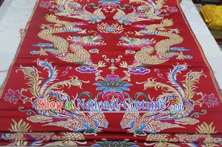 Chinese Traditional Wedding Clothing Palace Dragon Phoenix Pattern Xiuhe Suit Cheongsam Brocade Ancient Costume Satin Fabric Hanfu Material