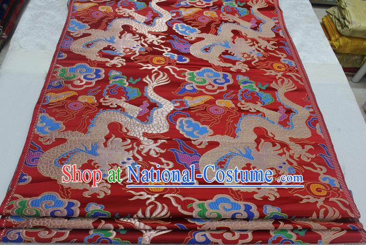 Chinese Traditional Wedding Clothing Palace Dragon Pattern Xiuhe Suit Cheongsam Brocade Ancient Costume Satin Fabric Hanfu Material