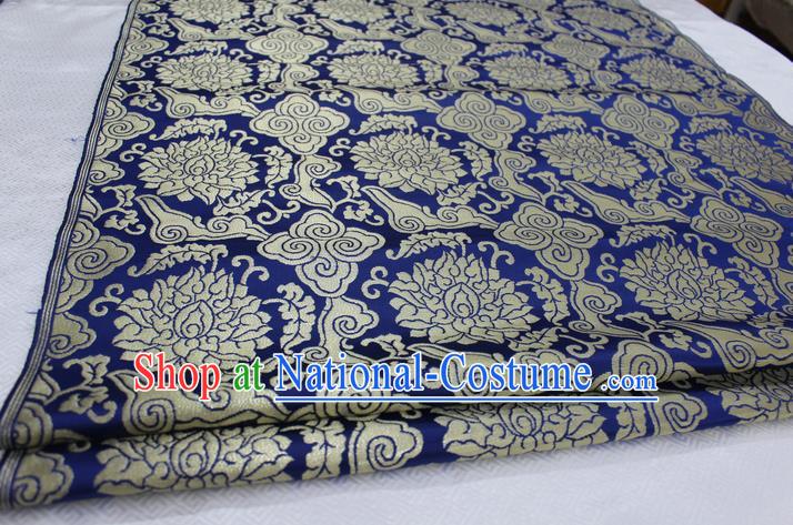 Chinese Traditional Clothing Palace Phoenix Pattern Cheongsam Royalblue Nanjing Brocade Ancient Costume Mongolian Robe Satin Fabric Hanfu Material