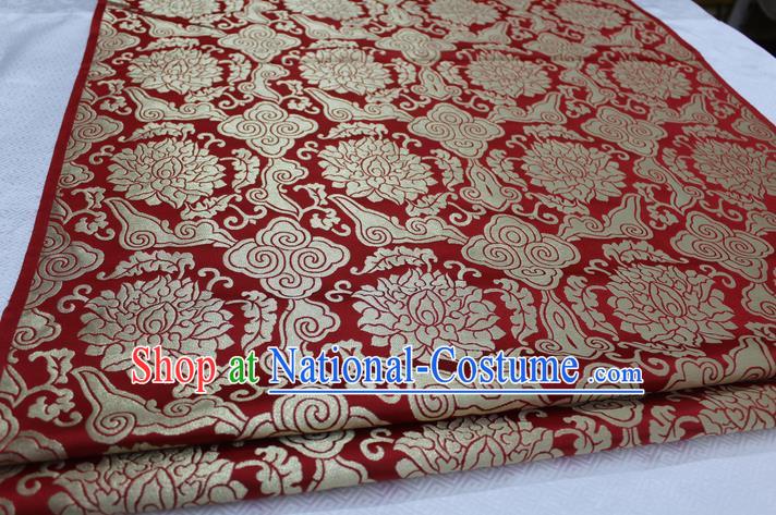 Chinese Traditional Clothing Palace Phoenix Pattern Cheongsam Red Nanjing Brocade Ancient Costume Mongolian Robe Satin Fabric Hanfu Material