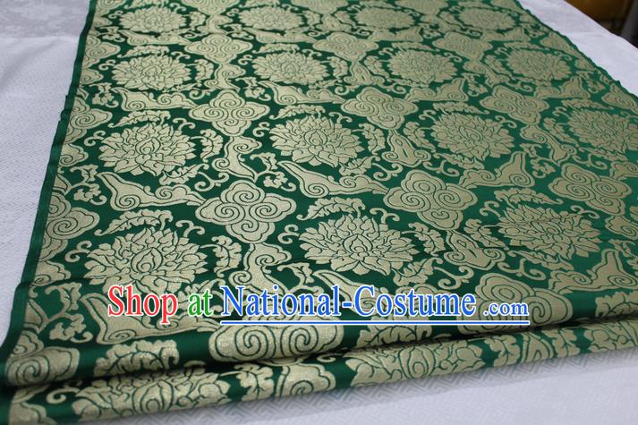 Chinese Traditional Clothing Palace Phoenix Pattern Cheongsam Green Nanjing Brocade Ancient Costume Mongolian Robe Satin Fabric Hanfu Material