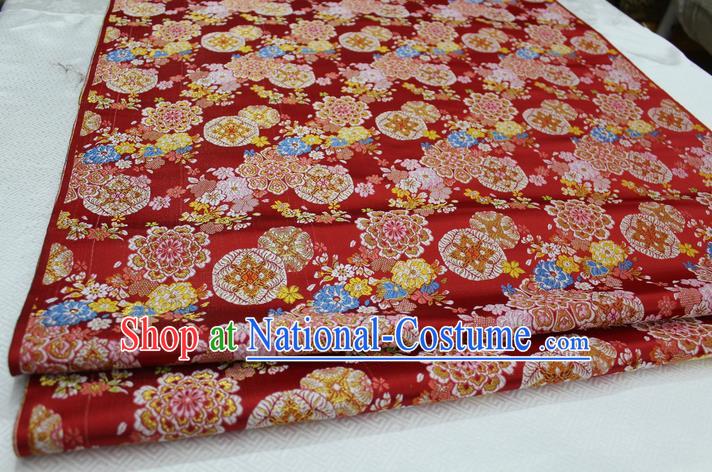 Chinese Traditional Clothing Palace Flowers Pattern Cheongsam Kimono Red Brocade Ancient Costume Xiuhe Suit Satin Fabric Hanfu Material