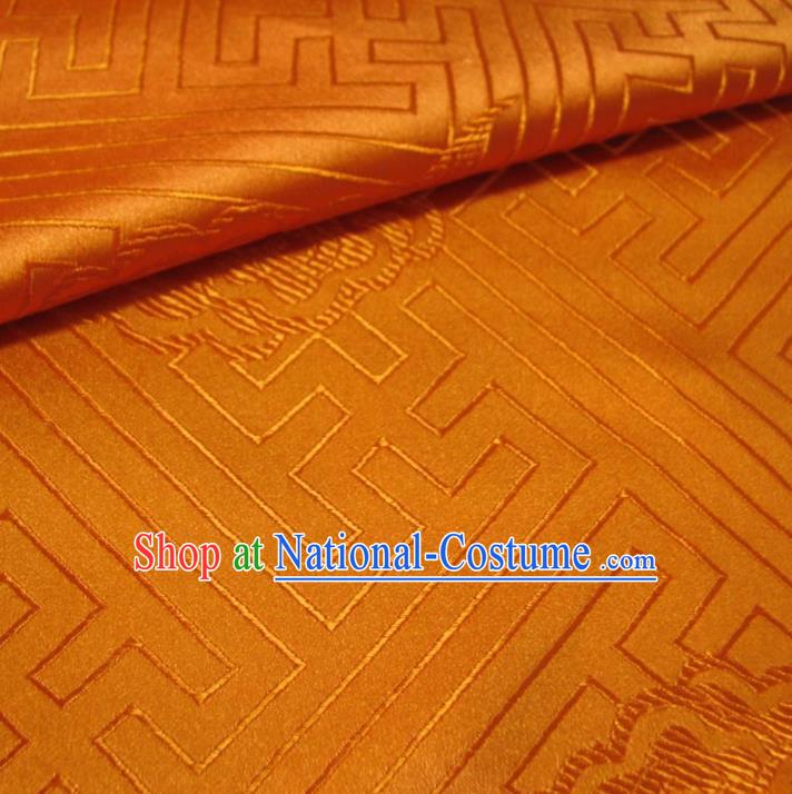 Chinese Traditional Clothing Royal Court Pattern Tang Suit Orange Brocade Ancient Costume Cheongsam Satin Fabric Hanfu Material