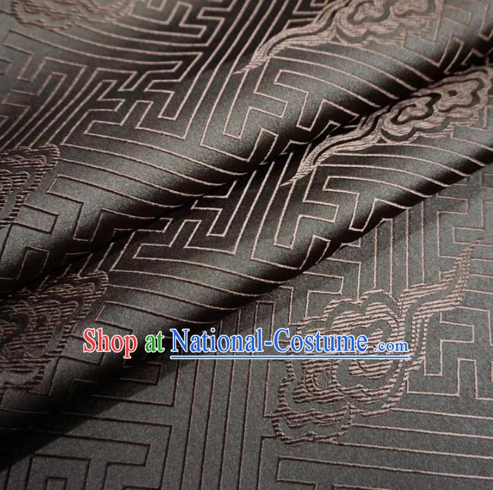 Chinese Traditional Clothing Royal Court Clouds Pattern Tang Suit Brown Brocade Ancient Costume Cheongsam Satin Fabric Hanfu Material