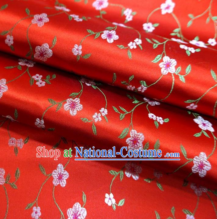 Chinese Traditional Clothing Royal Court Wintersweet Pattern Tang Suit Red Brocade Ancient Costume Cheongsam Satin Fabric Hanfu Material