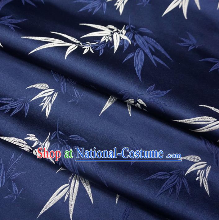 Chinese Traditional Clothing Royal Court Printing Bamboo Tang Suit Navy Brocade Ancient Costume Cheongsam Satin Fabric Hanfu Material