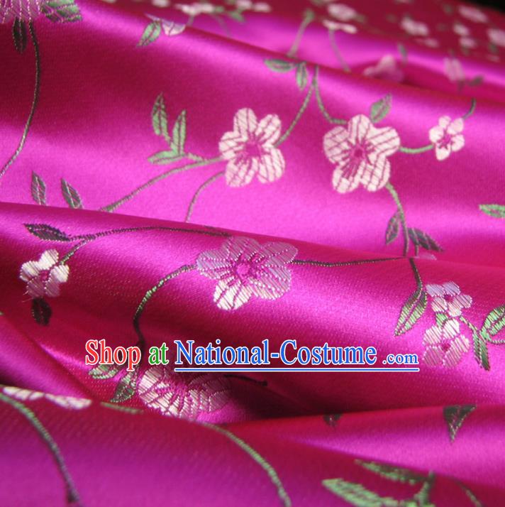 Chinese Traditional Clothing Royal Court Wintersweet Pattern Tang Suit Rosy Brocade Ancient Costume Cheongsam Satin Fabric Hanfu Material