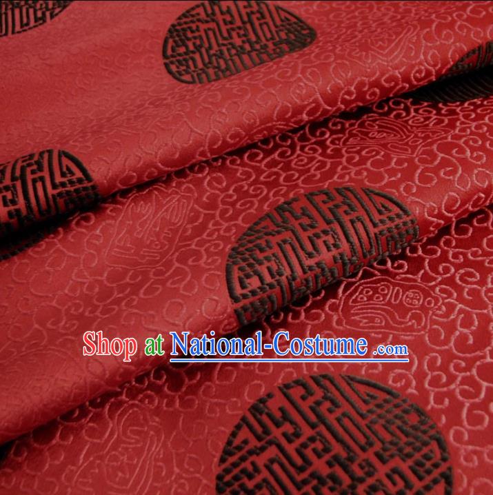 Chinese Traditional Royal Court Pattern Wine Red Brocade Ancient Costume Tang Suit Cheongsam Bourette Fabric Hanfu Material