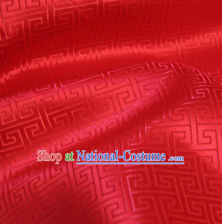 Chinese Traditional Royal Court Pattern Red Brocade Ancient Costume Tang Suit Cheongsam Bourette Fabric Hanfu Material