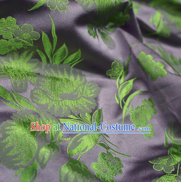 Chinese Traditional Royal Court Flowers Pattern Purple Brocade Ancient Costume Tang Suit Cheongsam Bourette Fabric Hanfu Material