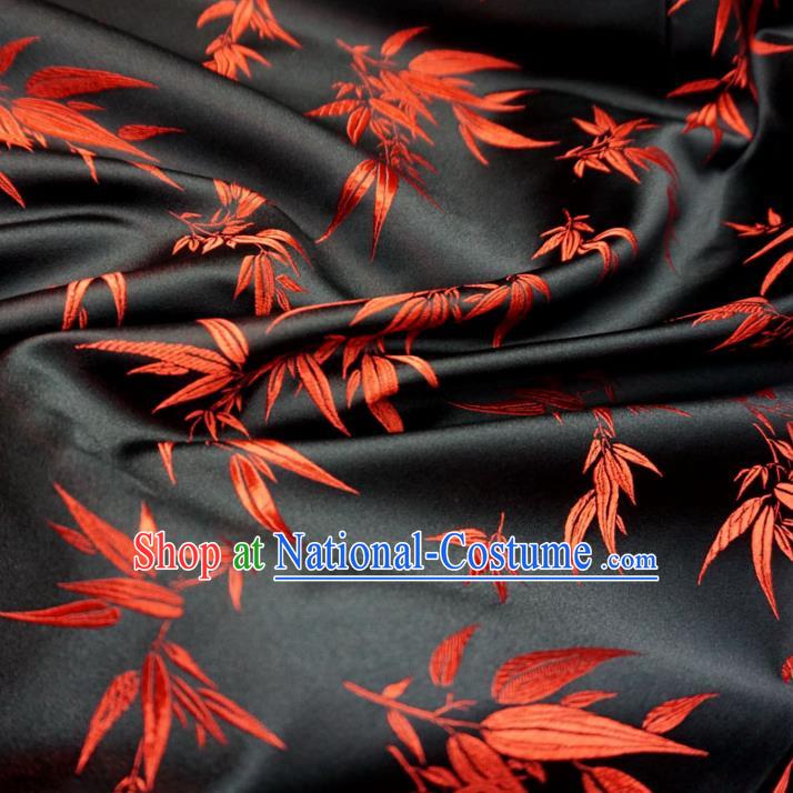 Chinese Traditional Royal Court Bamboo Pattern Black Brocade Ancient Costume Tang Suit Cheongsam Bourette Fabric Hanfu Material