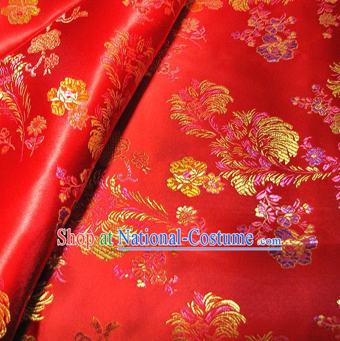 Chinese Traditional Royal Court Pattern Red Brocade Xiuhe Suit Fabric Ancient Costume Tang Suit Cheongsam Hanfu Material