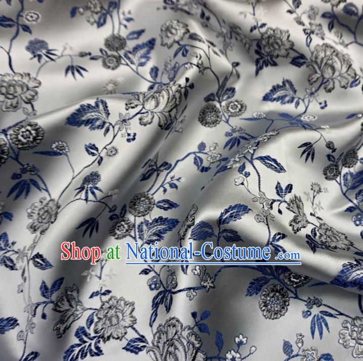 Chinese Traditional Clothing Royal Court Pattern Tang Suit White Brocade Ancient Costume Cheongsam Satin Fabric Hanfu Material