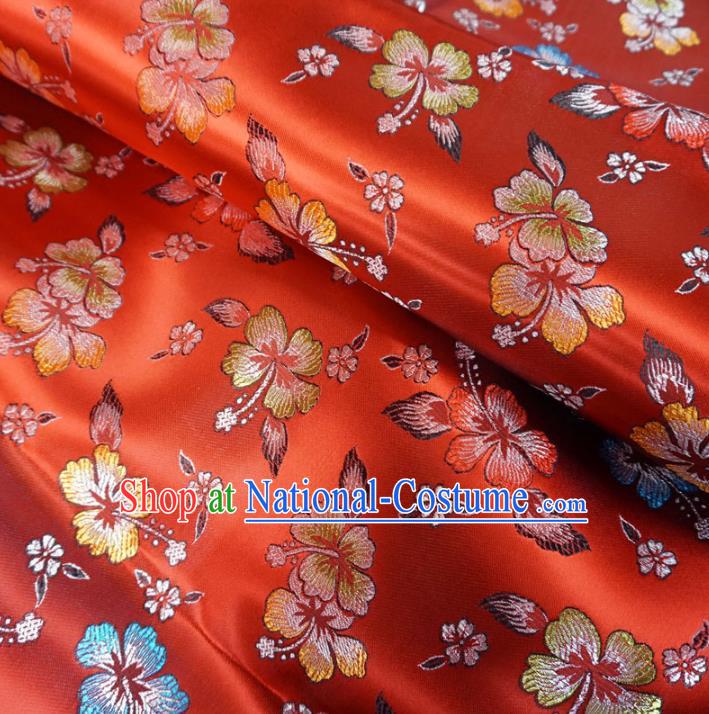 Chinese Traditional Royal Court Peach Blossom Pattern Red Brocade Xiuhe Suit Fabric Ancient Costume Tang Suit Cheongsam Hanfu Material