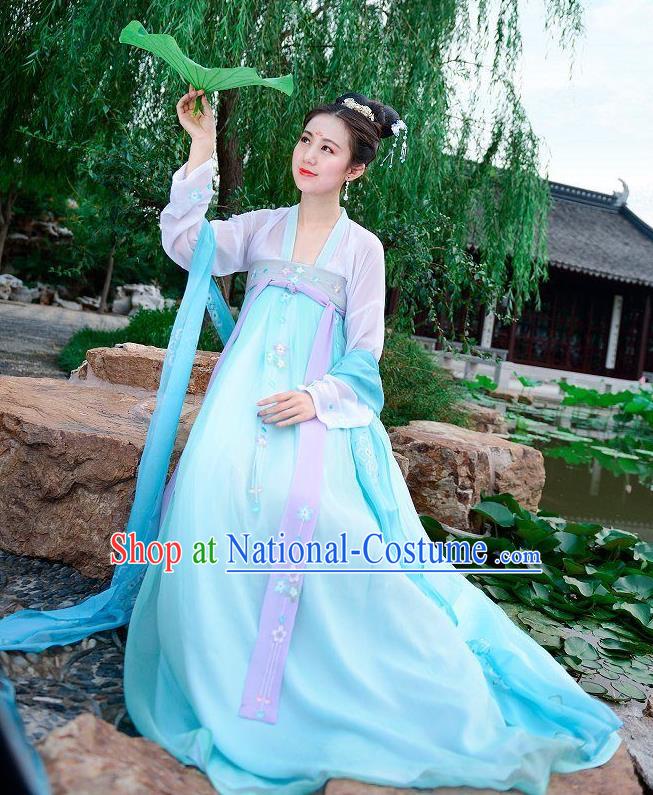 Traditional Chinese Tang Dynasty Imperial Princess Palace Lady Hanfu Embroidered Costume for Women