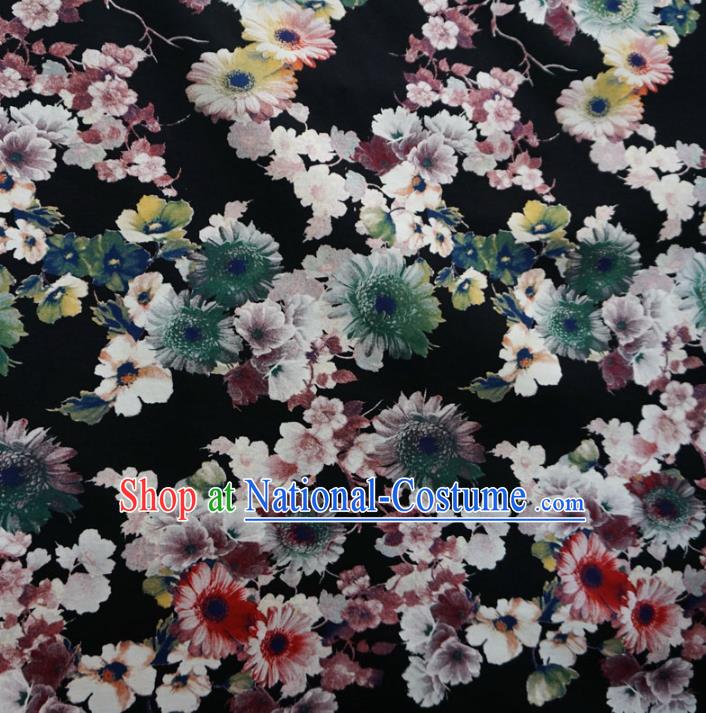 Chinese Traditional Ink Painting Black Brocade Xiuhe Suit Fabric Ancient Costume Tang Suit Cheongsam Hanfu Material