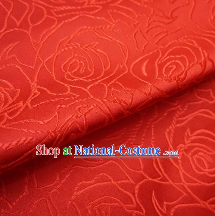 Chinese Traditional Royal Palace Rose Pattern Design Red Brocade Mongolian Robe Fabric Ancient Costume Tang Suit Cheongsam Hanfu Material