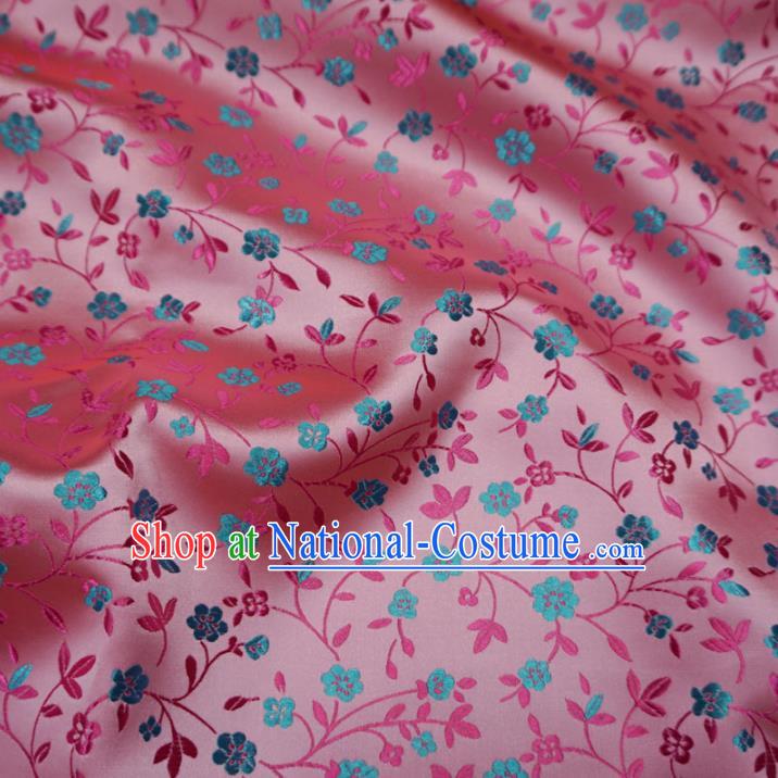 Chinese Traditional Royal Palace Wintersweet Pattern Design Pink Brocade Fabric Ancient Costume Tang Suit Cheongsam Hanfu Material