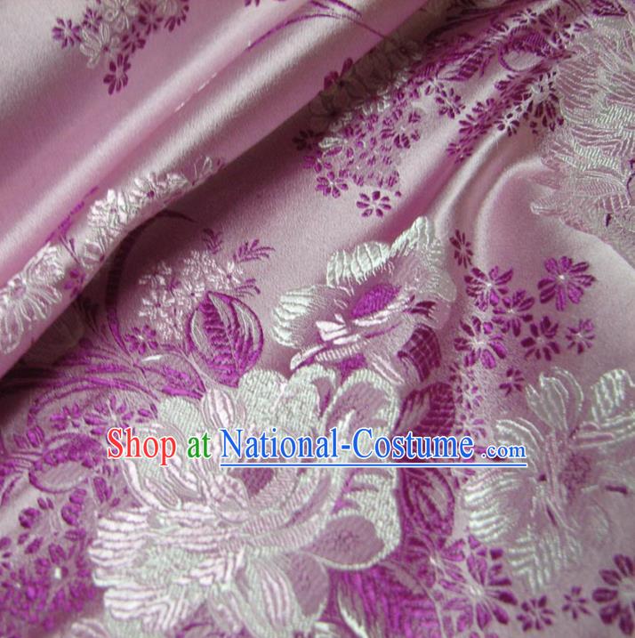 Chinese Traditional Royal Palace Peony Pattern Design Pink Brocade Fabric Ancient Costume Tang Suit Cheongsam Hanfu Material