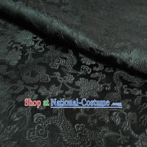 Chinese Traditional Royal Palace Dragons Pattern Design Black Brocade Fabric Ancient Costume Tang Suit Cheongsam Hanfu Material