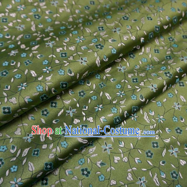 Chinese Traditional Royal Palace Flowers Pattern Design Green Brocade Fabric Ancient Costume Tang Suit Cheongsam Hanfu Material