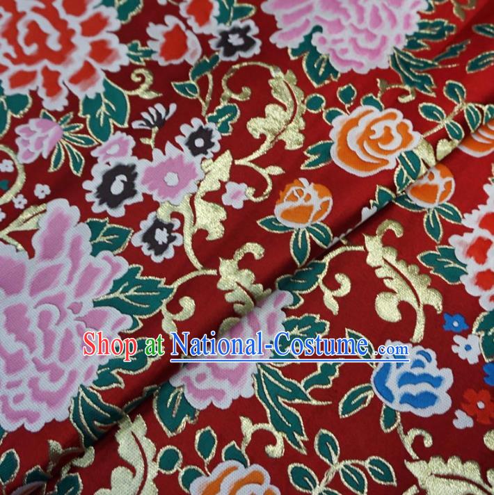 Chinese Traditional Royal Palace Peony Pattern Design Red Brocade Xiuhe Suit Fabric Ancient Costume Tang Suit Cheongsam Hanfu Material